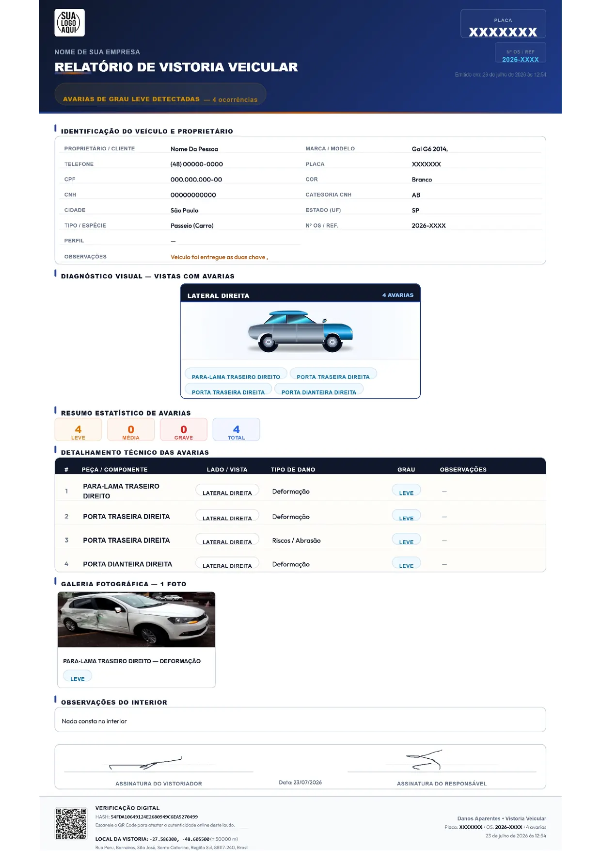 Dossiê Técnico & Diagrama de Danos